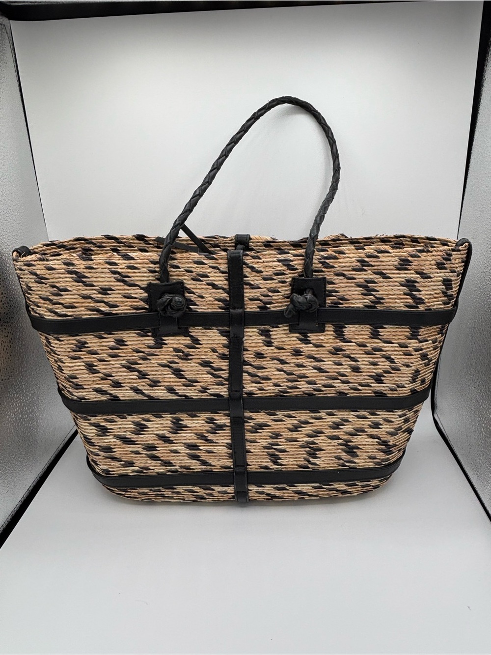 Black & Natural Woven Tote Bag by: “Watermill Tote” Altuzarra - Picture 2 of 7